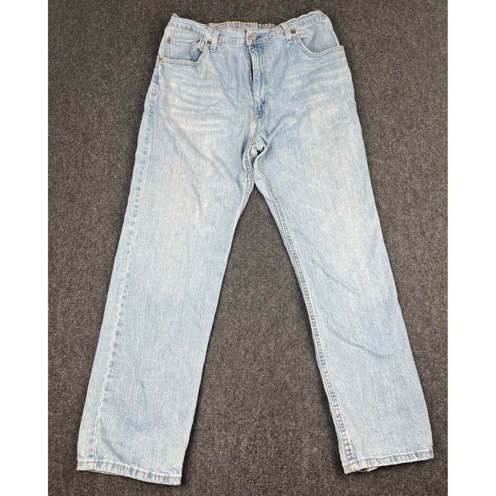 Y2K Levis 505 Regular Fit Light Wash Jeans Mens 40x30 Elastic Back 00505-2218